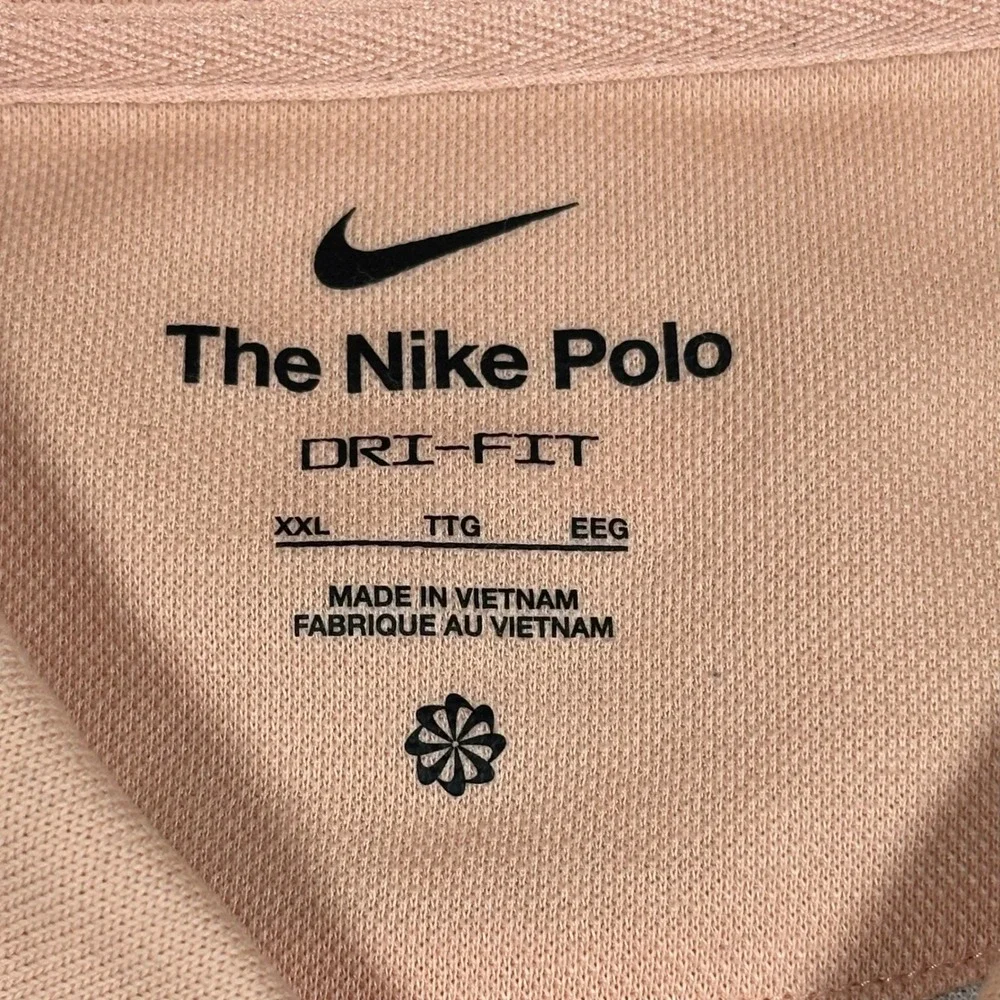 Nike Polo Mens XXL Dri-FIT Orange White Striped Short Sleeve Golf Shirt